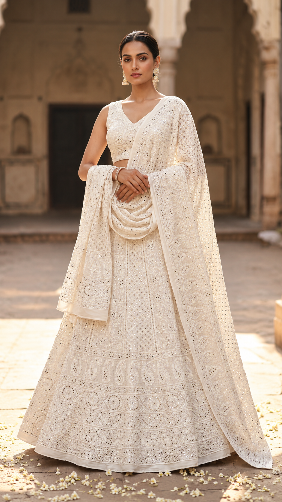 Chikan Mukaish Lehenga