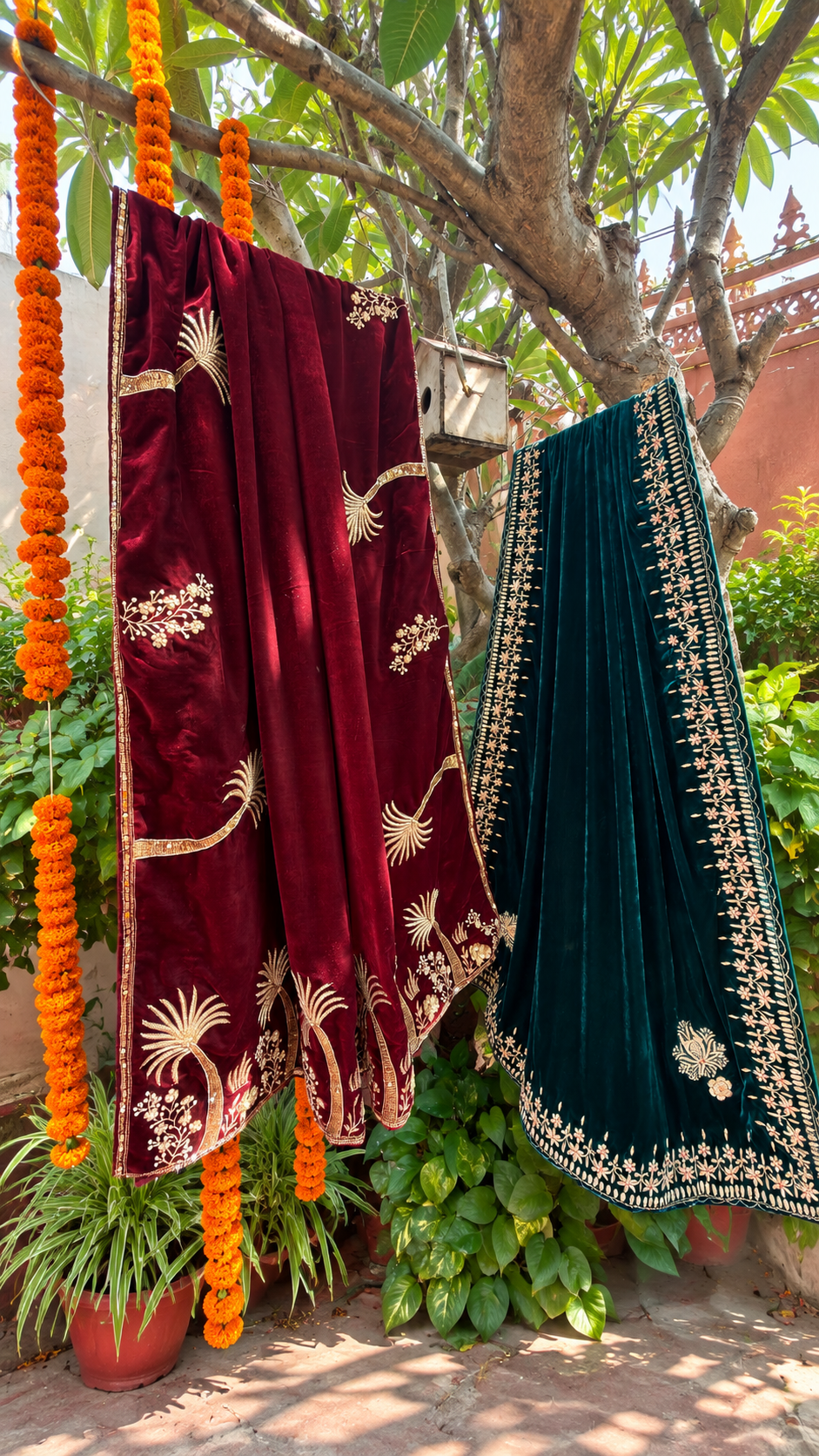 Festive Handcrafted Velvet Zardozi Dupatta / Shawl