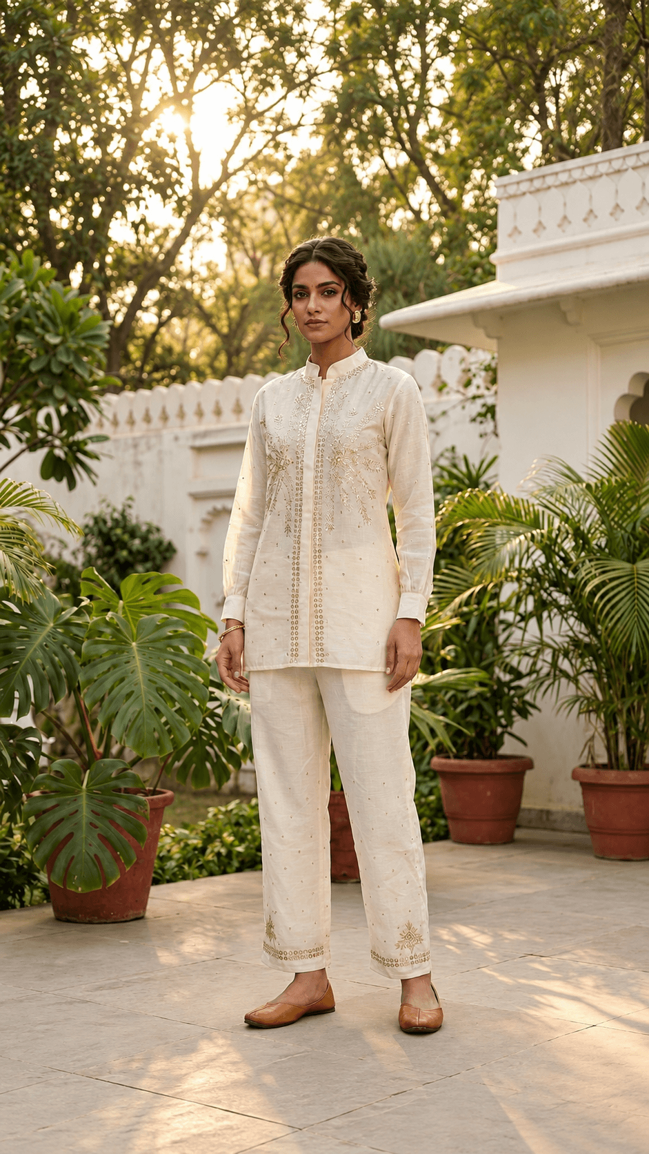 Handcrafted Mul Chanderi Mukaish Co-Ord Set