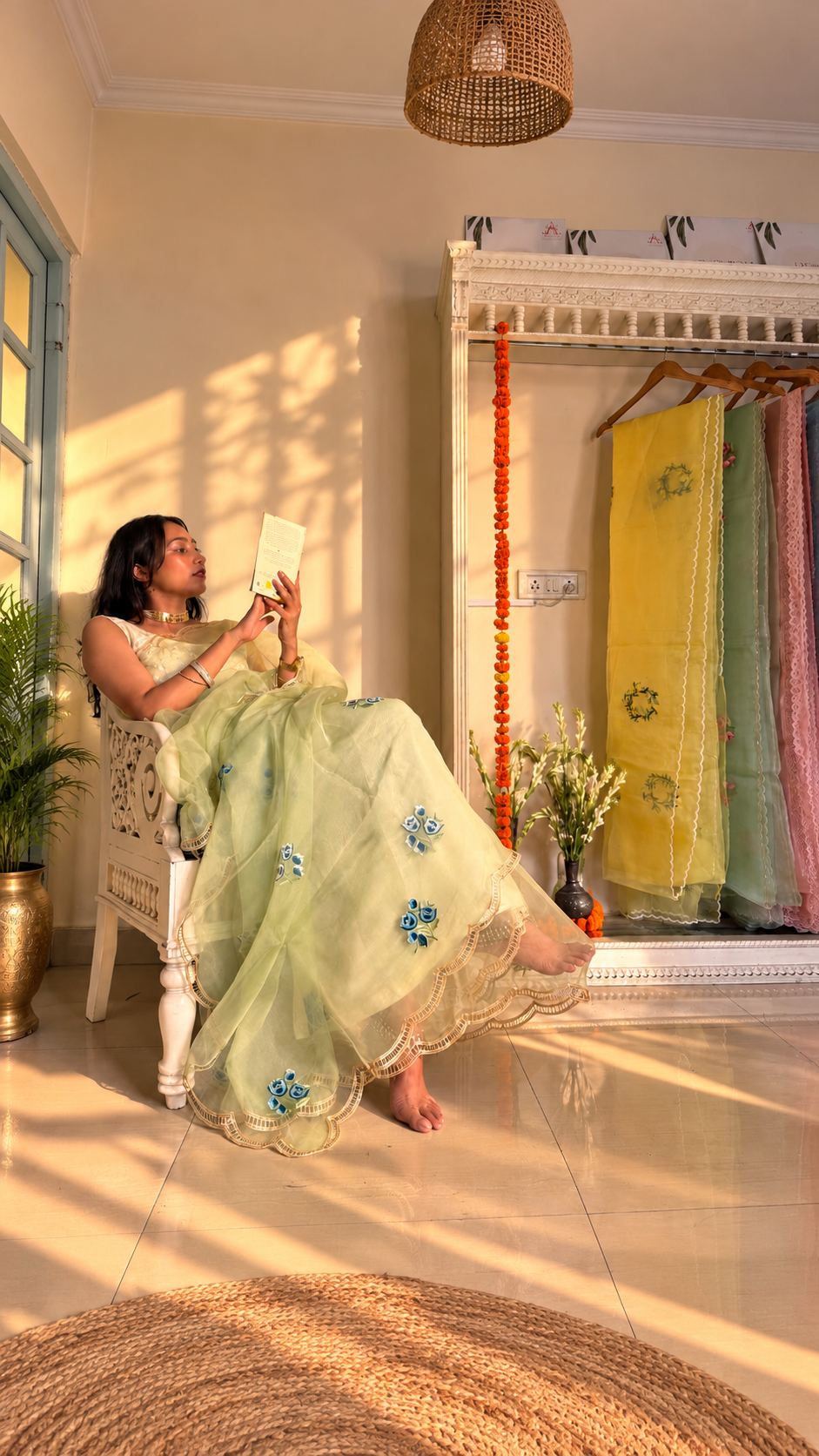 Hand Embroidered Silk Organza Saree