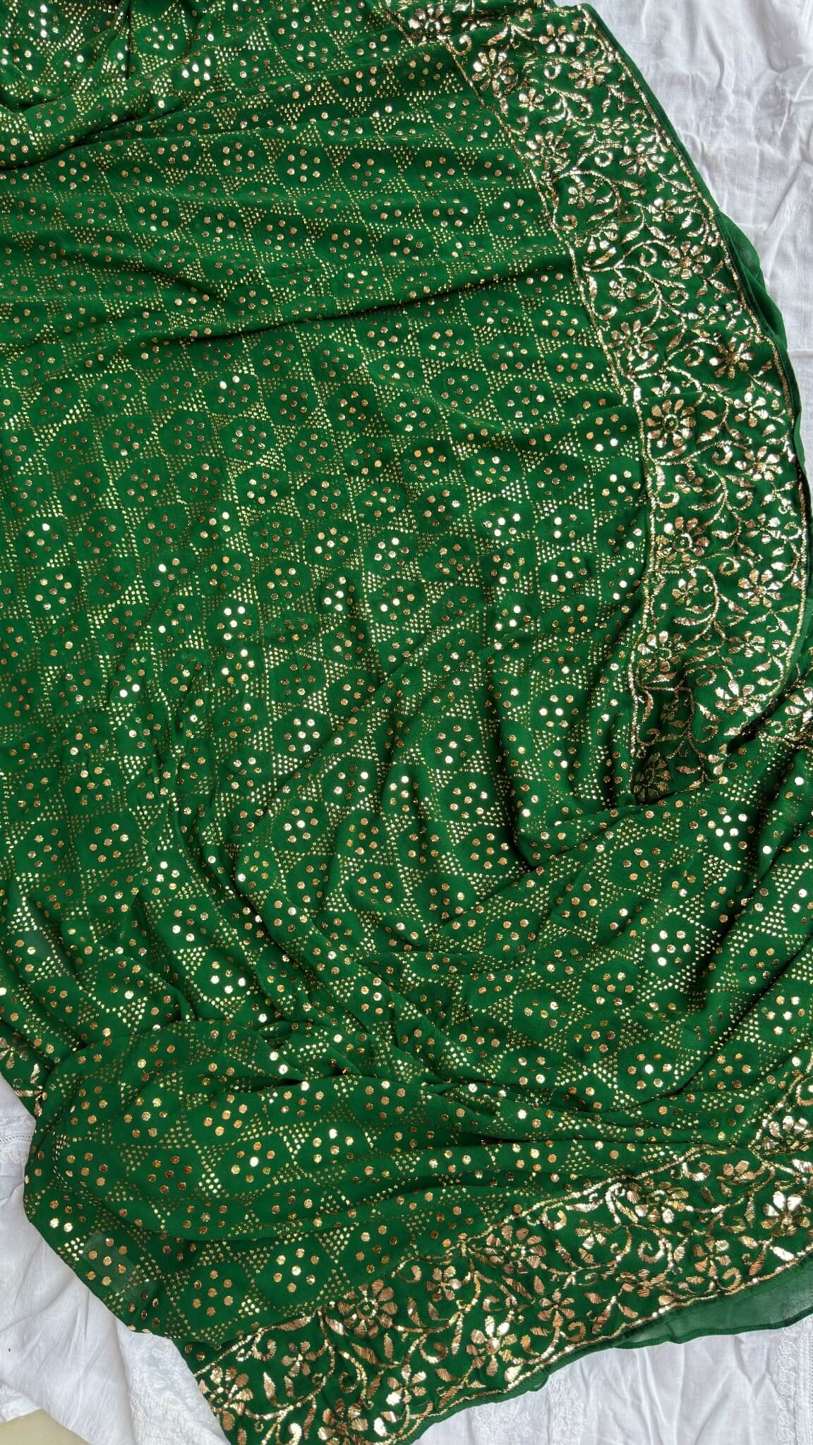 Handcrafted Mukaish Emerald Green Saree