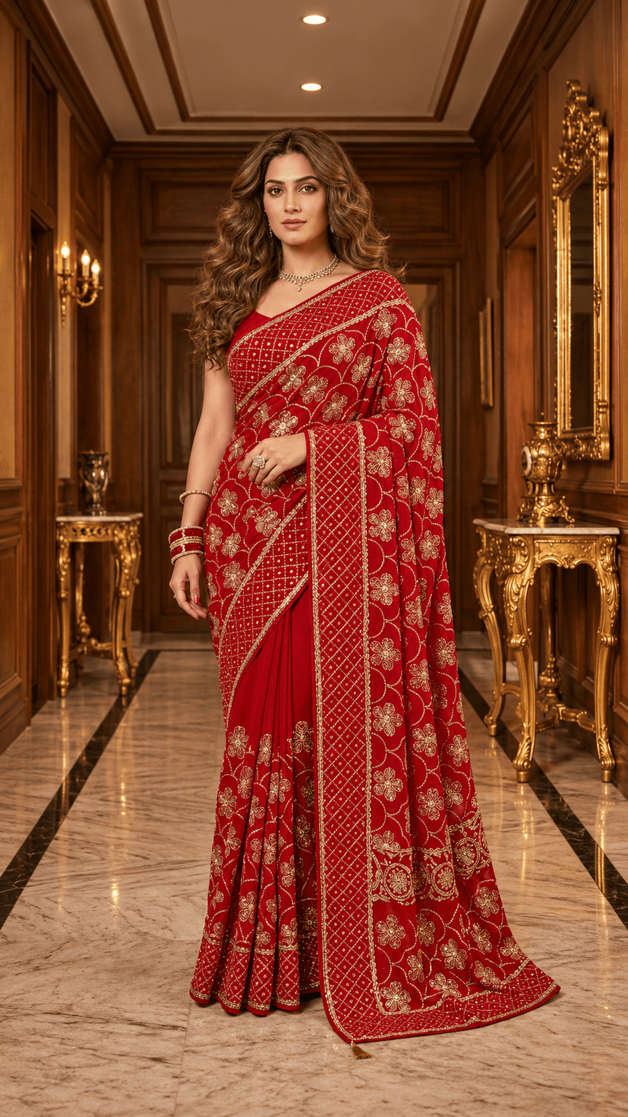 Pure Georgette Mukaish Floral Jaal Saree – Aaraish By Shivika