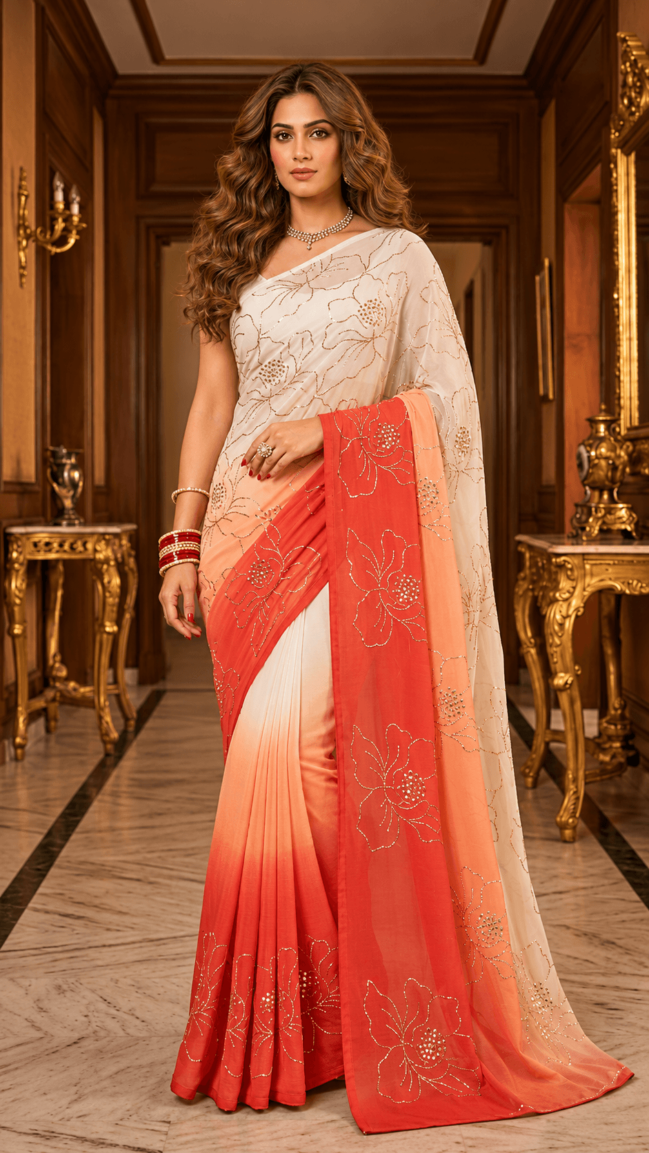Pure Georgette Mukaish Magnolia Jaal Saree