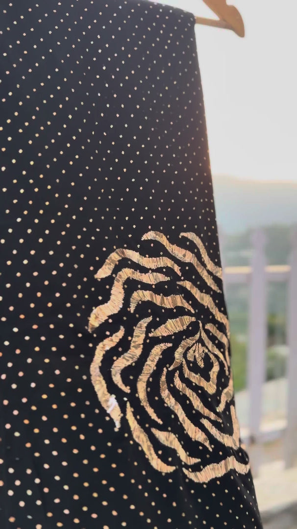 Black rose mukaish pure georgette saree