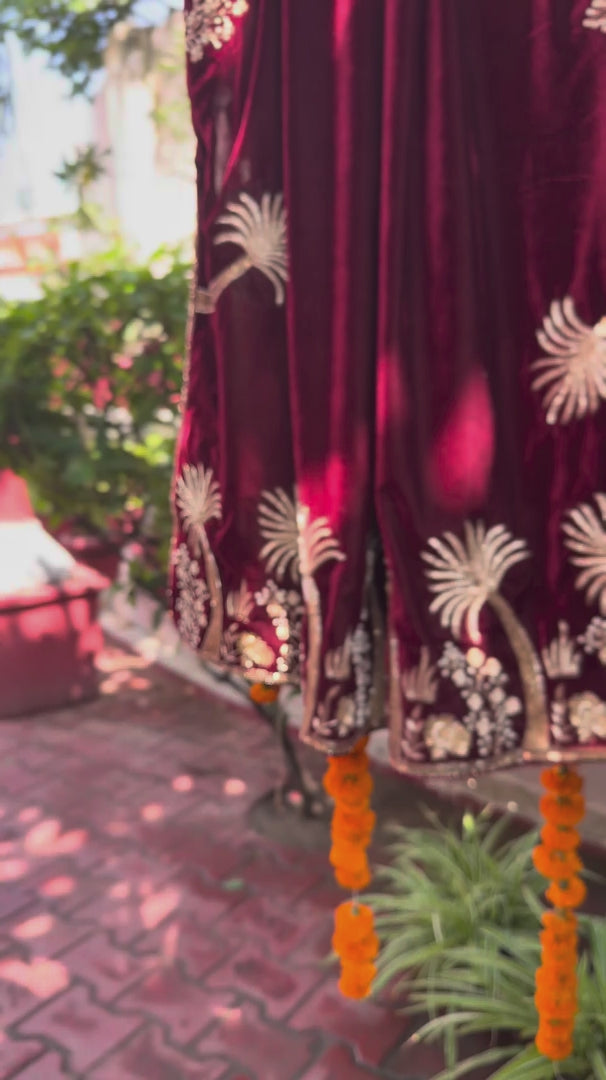 Festive Handcrafted Velvet Zardozi Dupatta / Shawl