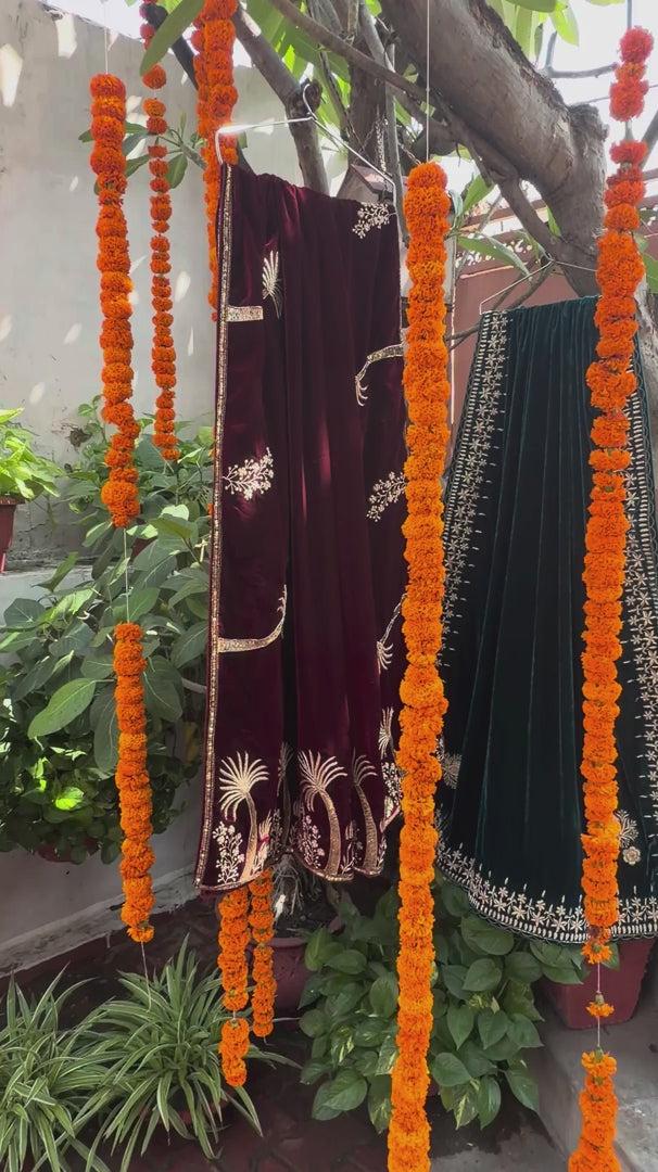 Festive Handcrafted Velvet Zardozi Dupatta / Shawl